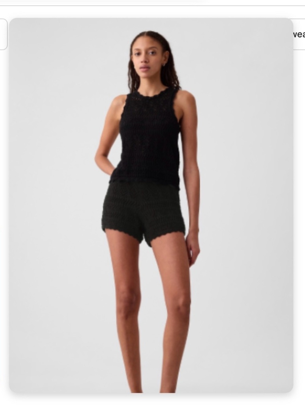 GAP Black Crocheted 100% cotton Shorts